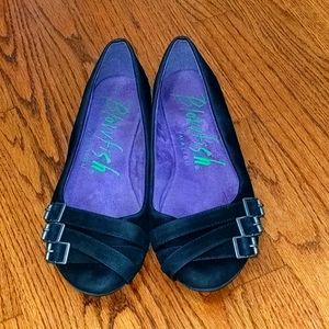 Distressed Blowfish Malibu Black Flats  Size 9.5